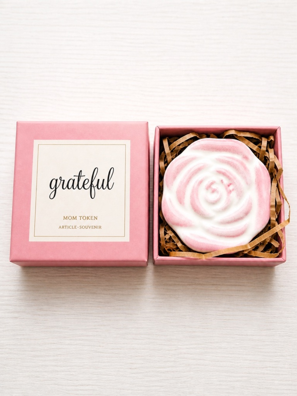 Gift for Mom Grateful Keepsake Token Pink Ceramic Gratitude Sentimental